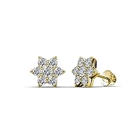 Lab Grown Diamond 0.55 ctw Flower Earrings 14K Gold