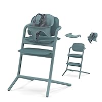 Cybex Lemo High Chair with Modern Design, Easy One Hand Depth and Height Adjustment, Anti-Tip Wheels, and Easy Assembly, Convertible to Adult Chair, Stone Blue