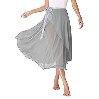FEESHOW Womens Chiffon Long Dance Skirts High-Low Lyrical Dance Costumes Side Split Skirts
