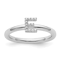 14k White Gold Stackable Diamond Letter Name Personalized Monogram Initial E Ring Size 7 Jewelry Gifts for Women