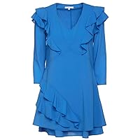 Patrizia Pepe Elegant Light Blue Ruffled Mini Women's Dress
