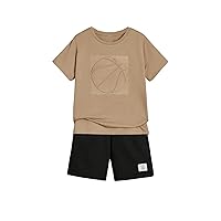 Floerns Boys 2 Piece Tracksuit Short Sleeve Tee Shirt with Shorts Outfit Set