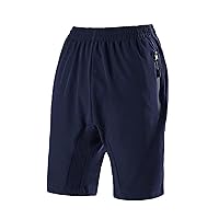 Mens Walking Shorts Quick-Drying Lightweight Elastic Shorts Solid Loose Workout Five-Point Pants with Pockets Zipper