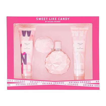 Ariana Grande Sweet Like Candy By Ariana Grande 3 Piece Gift Set - 3.4 Oz Eau De Parfum Spray, 3.4 Oz Body Souffle, 3.4 , pink