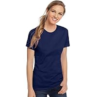 Hanes Womens 4.5 oz. 100% Ringspun Cotton Nano-T T-Shirt(SL04)-Navy-3XL