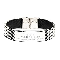 Retired Web Developer Gifts, Never forget the difference you've made, Appreciation Retirement Birthday Stainless Steel Bracelet for Men, Women, Friends, Coworkers