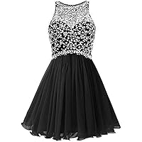 Women's Halter Beaded Homecoming Dress Short for Juniors Prom Gowns Backless
