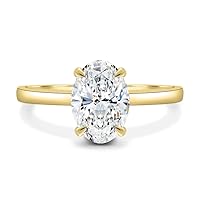 Scarlett Moissanite 1.5 CT Oval Cut Handmade Engagement Ring, Hidden Halo Bridal Wedding Ring for Women, Anniversary Promise Gifts Her