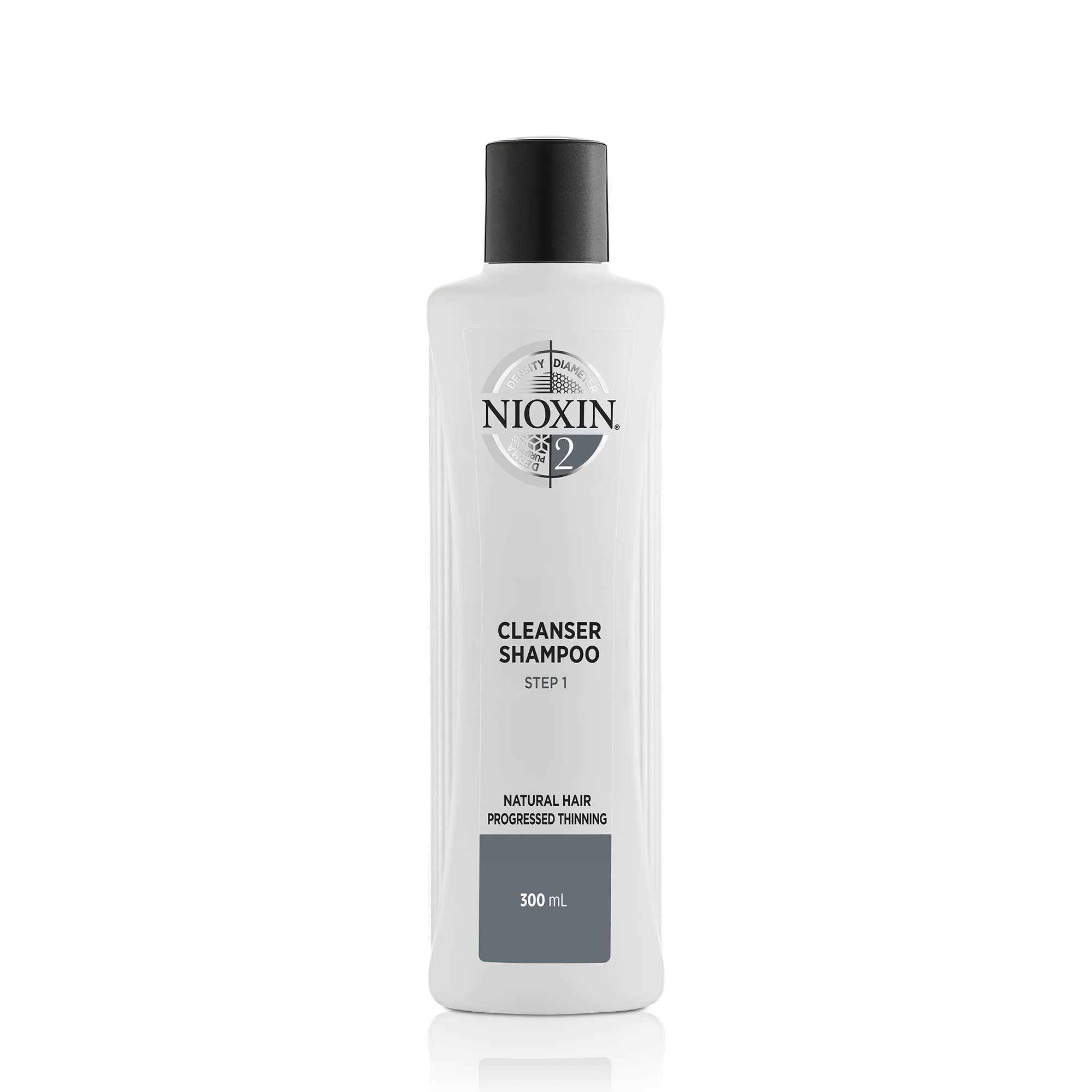 Nioxin System 2, Cleansing Shampoo With Peppermint Oil, Treats Sensitive Scalp & Provides Moisture, For Natural Hair with Progressed Thinning, Various Sizes