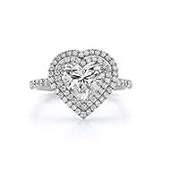 1.0Ct Heart Simulated Diamond Double Halo Love Ring 14k White Gold Finish
