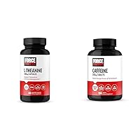 L-Theanine 200mg and Caffeine 200mg Supplement Bundle for Stress Relief, Energy, Focus, and Performance, 60 Capsules and 100 Tablets