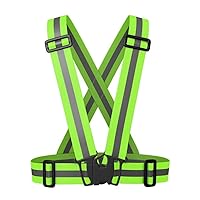 Reflective Vest Running Gear - Safety Reflector Strap Bands - High Visibility Elastic Adjustable Motorcycle Walking Reflective Vest for Men and Women (Green)