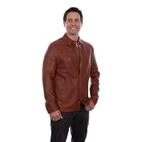 Scully Western Jacket Mens Button Shirt Leather L Cognac F0_1044