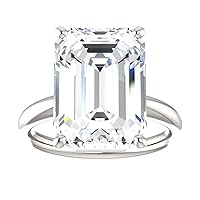 Riya Gems 10 CT Emerald Colorless Moissanite Engagement Ring for Women/Her, Wedding Bridal Ring Sets, Eternity Sterling Silver Solid Gold Diamond Solitaire 4-Prong Set for Her