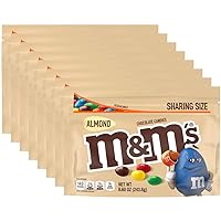 M&M'S Almond Milk Chocolate Candy, Sharing Size, 8.6 Resealable Bag (Pack of 8)