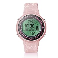 Women Girls Sports Swimming Diving Watch 10ATM Water Resistant, Multi-Function Alarm Clock, Stopwatch, Countdown, Dual Time, 12 and 24 Hour Format Switchable, Silicone Band, light pink