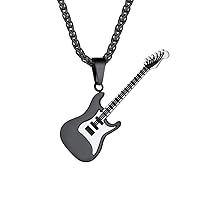 Suplight 316L Stainless Steel Guitar Picks/Bass Music Note Necklace for Men Women, Music Lover Pendant Rock Punk Jewelry, Custom Free Engraving
