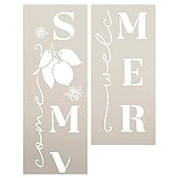 Welcome Summer Tall Porch Stencil with Lemons & Bees by StudioR12 | DIY Outdoor Front Door Decor | Craft & Paint Wood Leaner Sign | Select Size (4ft)