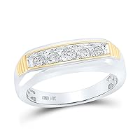 The Diamond Deal 10kt Two-tone Gold Mens Round Diamond Single Row Band Ring 1/2 Cttw