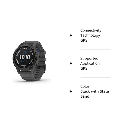 Garmin Fenix 6 Pro Solar (GPS,1.4 inches) Solar-Powered Multisport, Advanced Training Features and Data, Black with Slate Gray Band (Renewed)