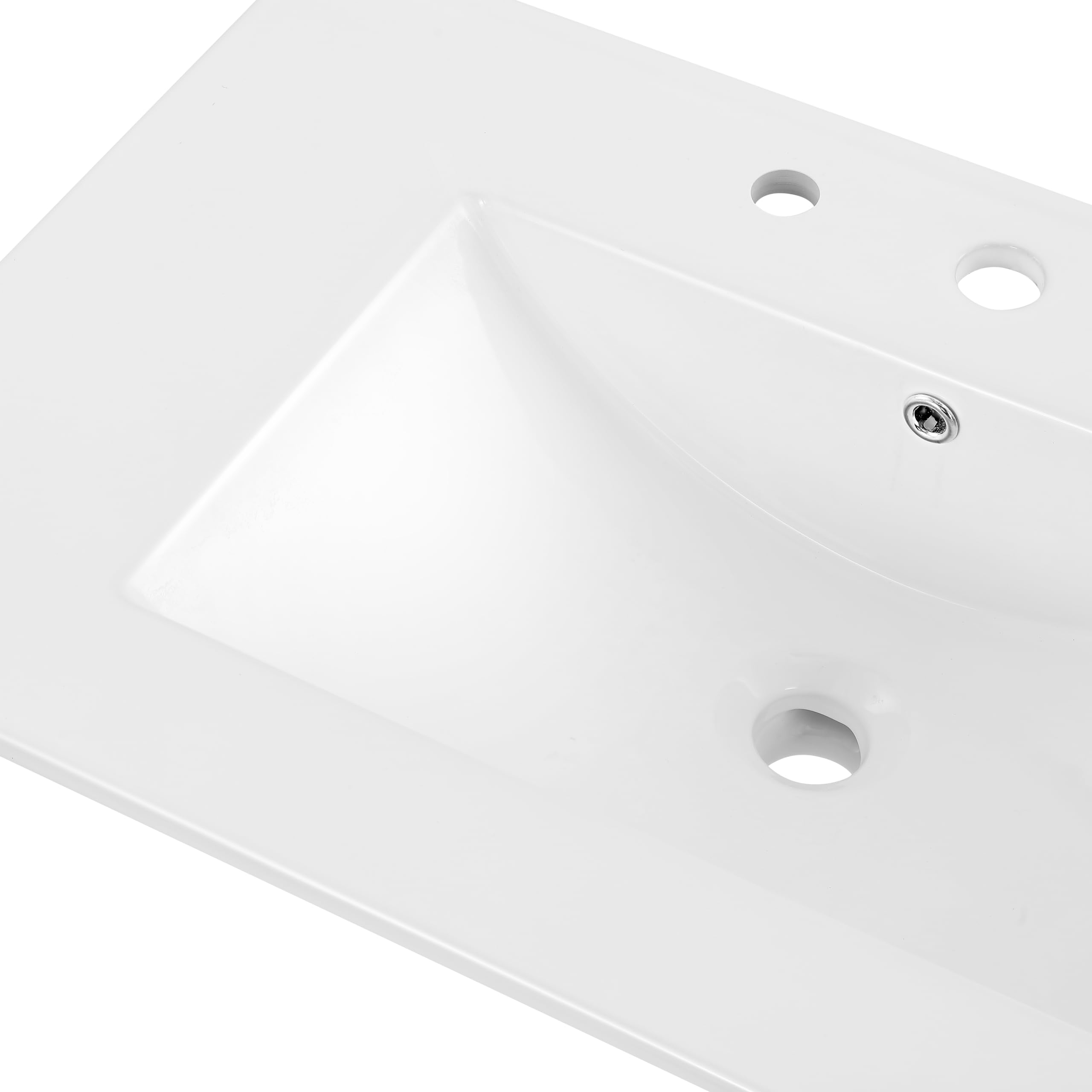 JONATHAN Y SNK1002A Ancillary 3-Hole 30 in. W x 18.25 in. D Classic Contemporary Rectangular Ceramic Single Sink Basin Vanity Top, White