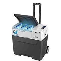 ACOPOWER&LiONCooler 12V Portable Car Refrigerator-52 Quarts/50L,Battery/Solar Panal powered Fridge Freezer with App Control,-4°F-68°F Electric Compressor Cooler for Camping RV Truck and Boat