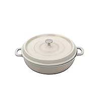 Heiss Energy-Efficient Cast Aluminum Braiser Pan/Casserole Dish, 3 Quart, White