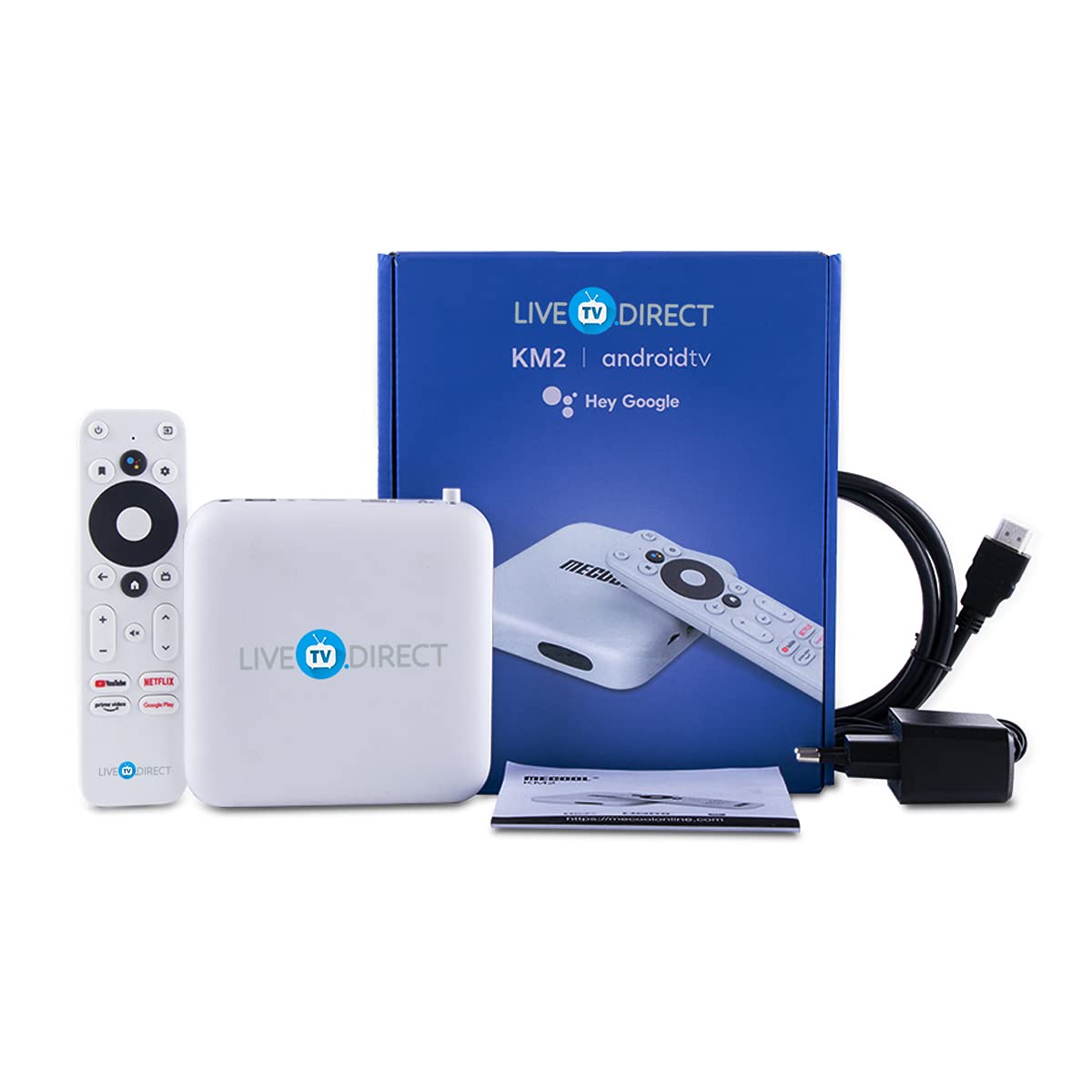LiveTV.Direct KM2 Android TV 10.0 ATV Box with Hey Google Assistant Netflix 4K HDR Streaming Media Player for TV Video Projector