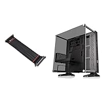 Thermaltake TT Premium PCI-E 4.0 High Speed Flexible Extender Riser Cable 300mm AC-058-CO1OTN-C1 & Core P3 ATX Tempered Glass Gaming Computer Case Chassis,Open Frame Panoramic Viewing,CA-1G4-00M1WN-06