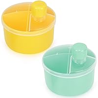 Accmor Formula Dispenser On The Go, Non-Spill Rotating Four-Compartment Formula Container to Go, Milk Powder Snack Storage Container for Infant Toddler Travel Outdoor,Yellow Green, 2 Pack