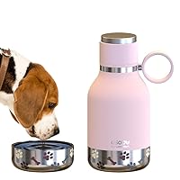 Asobu Dog Bowl Attached to Stainless Steel Insulated Travel Bottle for Human 37oz/1.1 Liter with Detachable Dog Bowl (Pink)