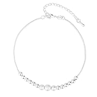 925 Silver Anklets for Women Beach Jewelry Female Frosted Beads Bangle Bracelets for Girls Summer Gifts