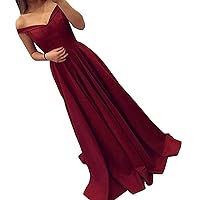 Women's Off The Shoulder A Line Long Prom Homecoming Dress Evening Gowns