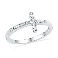 Sterling Silver Round Diamond Cross Ring (0.06 CTTW)