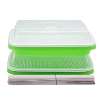 Seed Sprouter Tray 2PCS Soil-Free Wheatgrass Grower Sprouting Container with Lid 20CPS Germinating Growing Paper