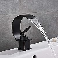 Faucets,Bathroom Waterfall Faucet Sink Mixer Washbasin Design Hot and Cold Mixer Tap Type Faucet Basin Water Crane/Black