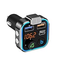 Bluetooth FM Transmitter, BD&M Wireless FM Car Adapter MP3 Music Player, FM Cars Radio Audio Receiver, QC3.0 Type C 20W PD Fast Quick Charging 3 USB Ports Charger, Hands Free Stereo Bass Car Kit