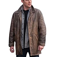 SpazeUp Men's Dean Winchester Jacket Distressed Brown Real Leather Jacket Coat - Distressed Leather Jacket