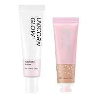 Unicorn Glow Hydrating Wear Primer + Hydrating Collagen Foundation #7 HONEY [Golden Beige] - Great Value, Cruelty Free make up