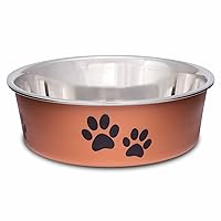 Loving Pets - Bella Bowls - Dog Food Water Bowl No Tip Stainless Steel Pet Bowl No Skid Spill Proof (Small, Copper)