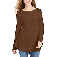 Style & Company Womens Ribbed Patterned Long Sleeve Jewel Neck Blouse Sweater