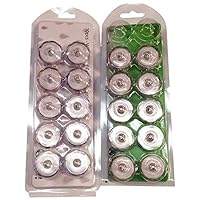 BlueDot Trading LED Battery Operated Submersible Tea Lights, White/Green, 20-Pack