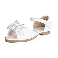 Toddler Girls Summer Fashion Sandals Pearl Flower Leaky Toe Non Slip Sandals Cute Princess Girls Sparkly Shoes