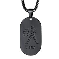 FaithHeart Mens Dog Tag Necklace for Singer Black Astrology Star Pendant Jewelry for Men Stainless Steel Neck Gold Box Chains Black