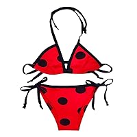 Dressy Daisy Toddler Little Girls Ladybug Red & Black Polka Dots Swimming Bathing Suit Swimsuit Swimwear 2 Pieces Set