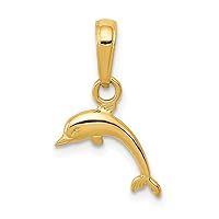 14k Yellow Gold Polished Open back Mini for boys or girls Dolphin Pendant Necklace Measures 16x11mm Wide