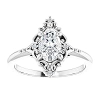 1 CT Pear Cut Engagement Ring Moissanite VVS Colorless Wedding Ring for Women Her Bridal Gift Anniversary Promise Rings 925 Sterling Silver Halo Antique Vintage