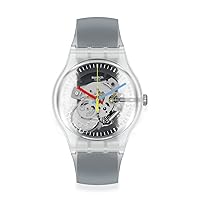 Swatch CLEARLY BLACK STRIPED Unisex Watch (Model: SUOK157)