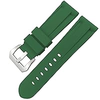 ANKANG Butterfly Clasp Rubber Watchband 24mm 26mm for Panerai LUMINOR Submersible Colorful Silicone Sport Watch Strap (Color : Dark Green Silver 1, Size : 26mm)