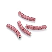 10pcs Adabele Grade A Suncatcher Crystal Rhinestone Pave Curved Tube Connector 35mm Rose Pink Polymer Clay Loose Bead (Large Hole -4mm) for Jewelry Making DBT-A3